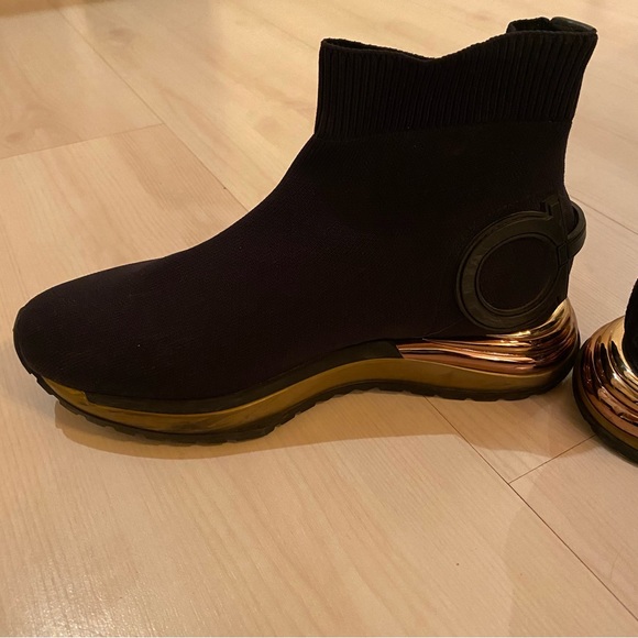 Ferragamo Gardena High Top Black Metallic Sneakers - Picture 8 of 11